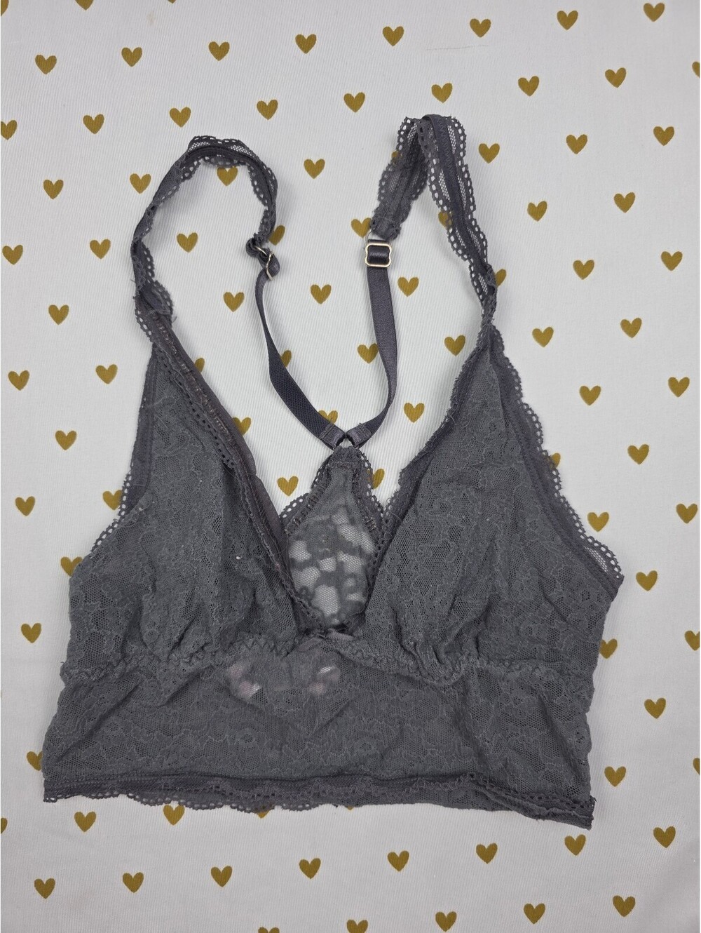 Victorias Secret Grey Stretchy Lace Racerback XS Bralette Bra Top Tank